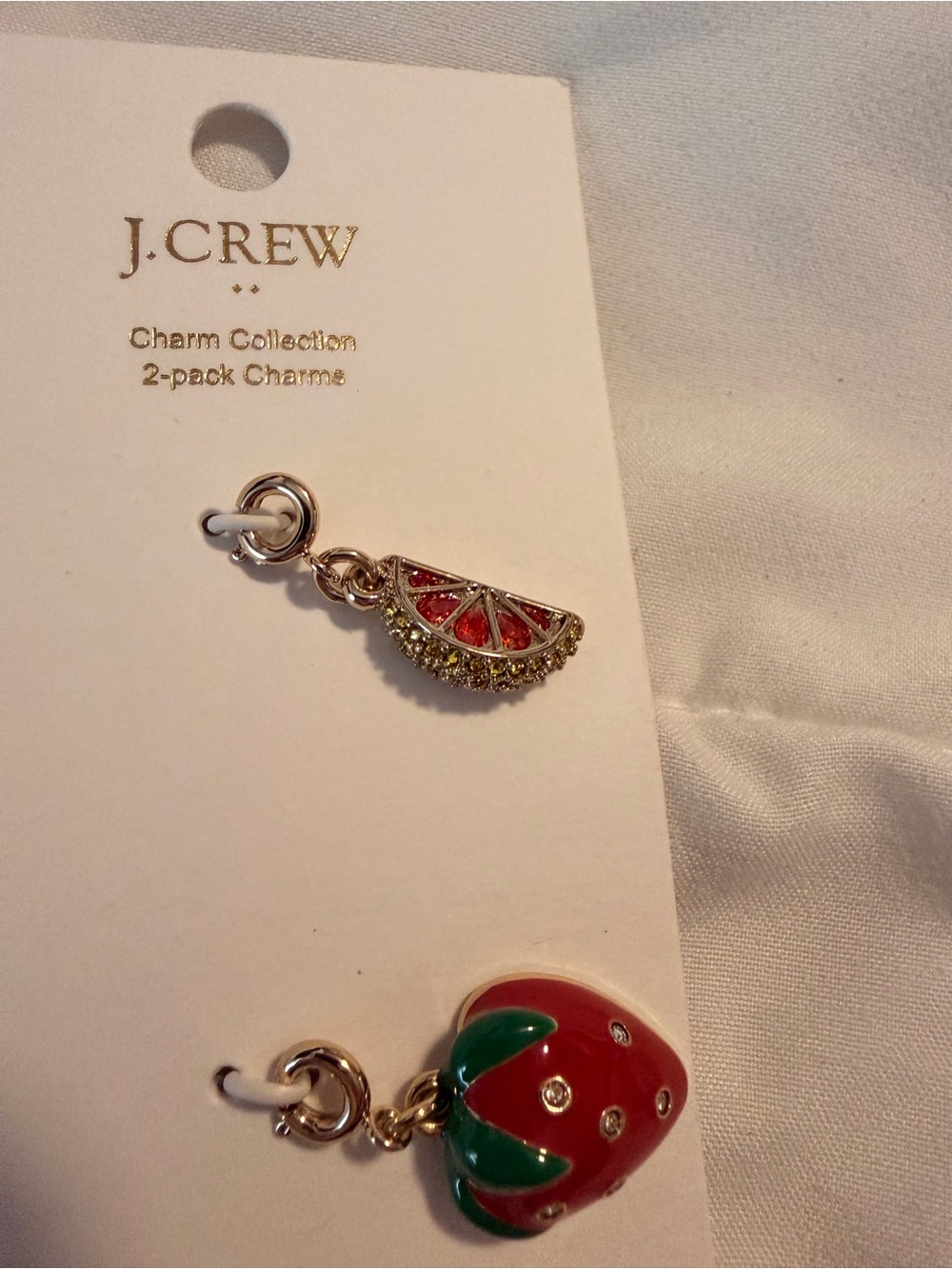 J.Crew strawberry and Fruit Charm Set with Gold Accents